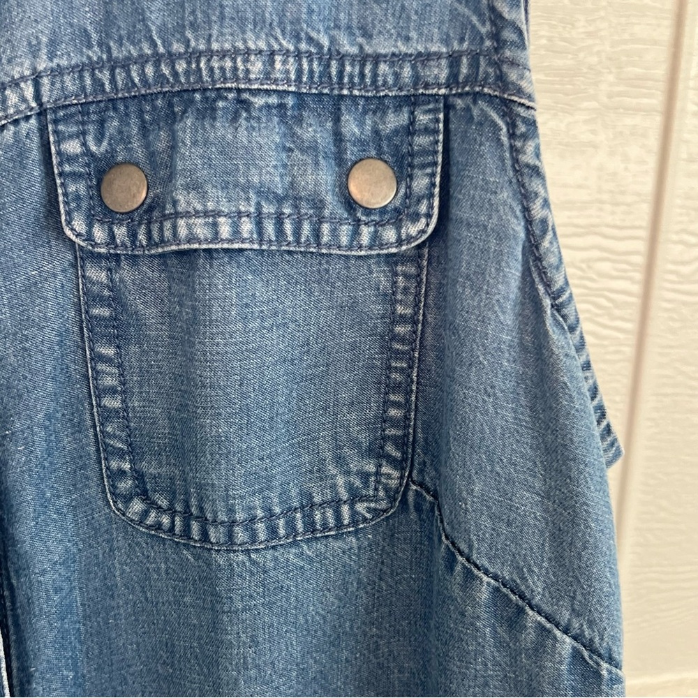 J. Jill Chambray Denim Sleeveless Midi Dress Tencel Lyocell Linen Blue Size XS - Picture 5 of 10